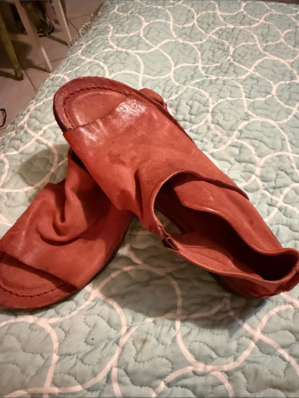 A.S 98 Women's Open-Toe Slip-On Sandals in Rust